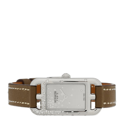 Hermes Stainless Steel Swift Diamond 17mm Nantucket Jete De Diamants Quartz Watch Etoupe 2 of 4