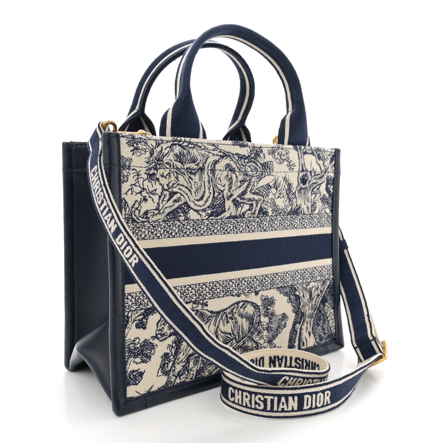 Christian Dior Calfskin Dioriviera Toile De Jouy Small Book Tote With Strap Blue Multicolor 2 of 11