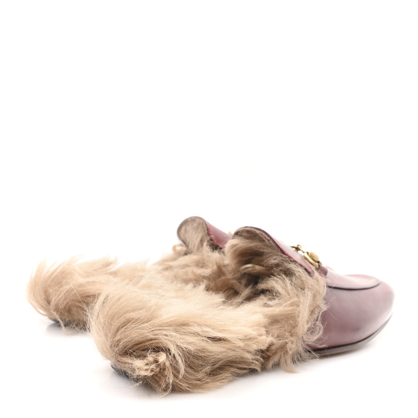 etis Glamour Calfskin Granada Kid Fur Mens Princetown Slippers 8.5 Ruby Bordeaux Naturale