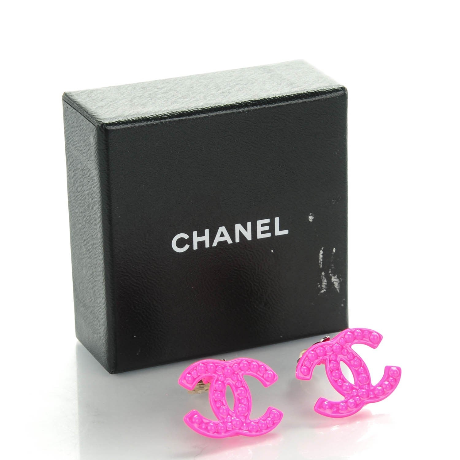 Chanel Resin CC Clip On Earrings Pink 4 of 4