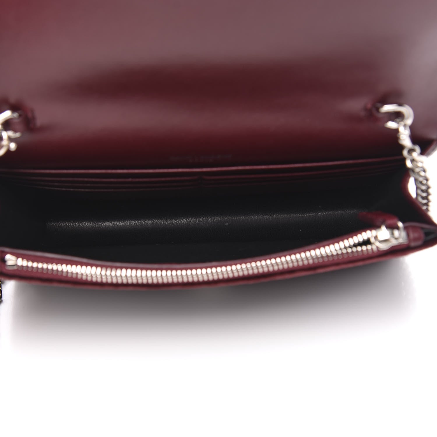 Saint Laurent Velvet Crystal Monogram Kate Tassel Shoulder Bag Burgundy 5 of 9
