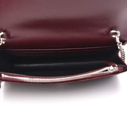 Saint Laurent Velvet Crystal Monogram Kate Tassel Shoulder Bag Burgundy 5 of 9