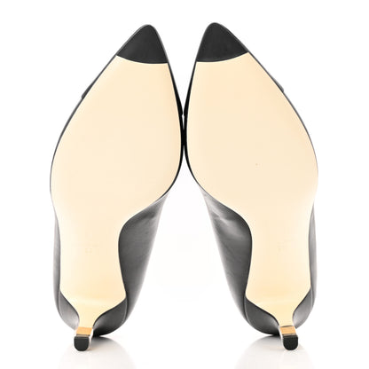 Chanel Lambskin CC Cap Toe Kitten Heel Pumps 37.5 Black 5 of 11