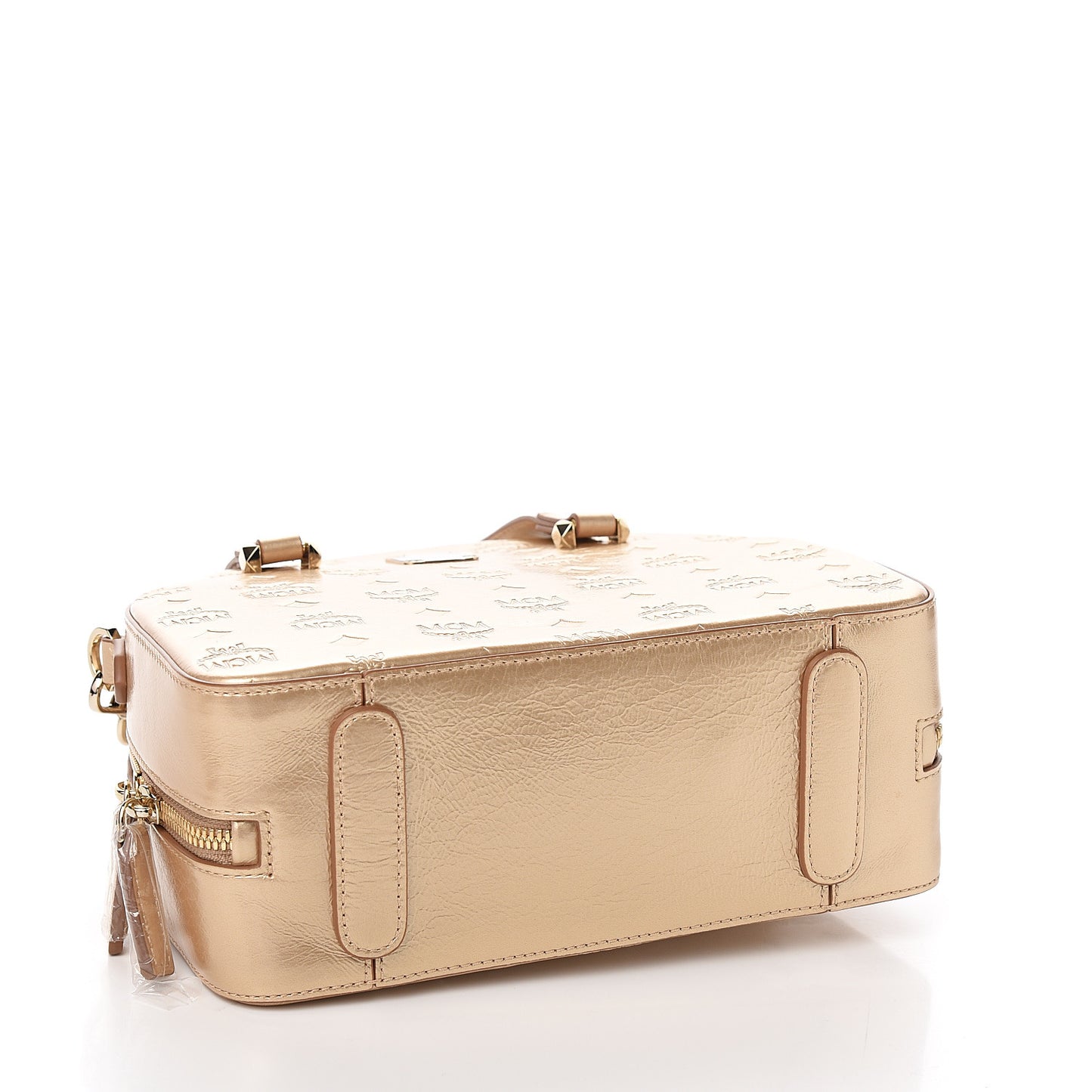 Metallic Calfskin Ottomar Monogram Medium Half Moon Tote Gold