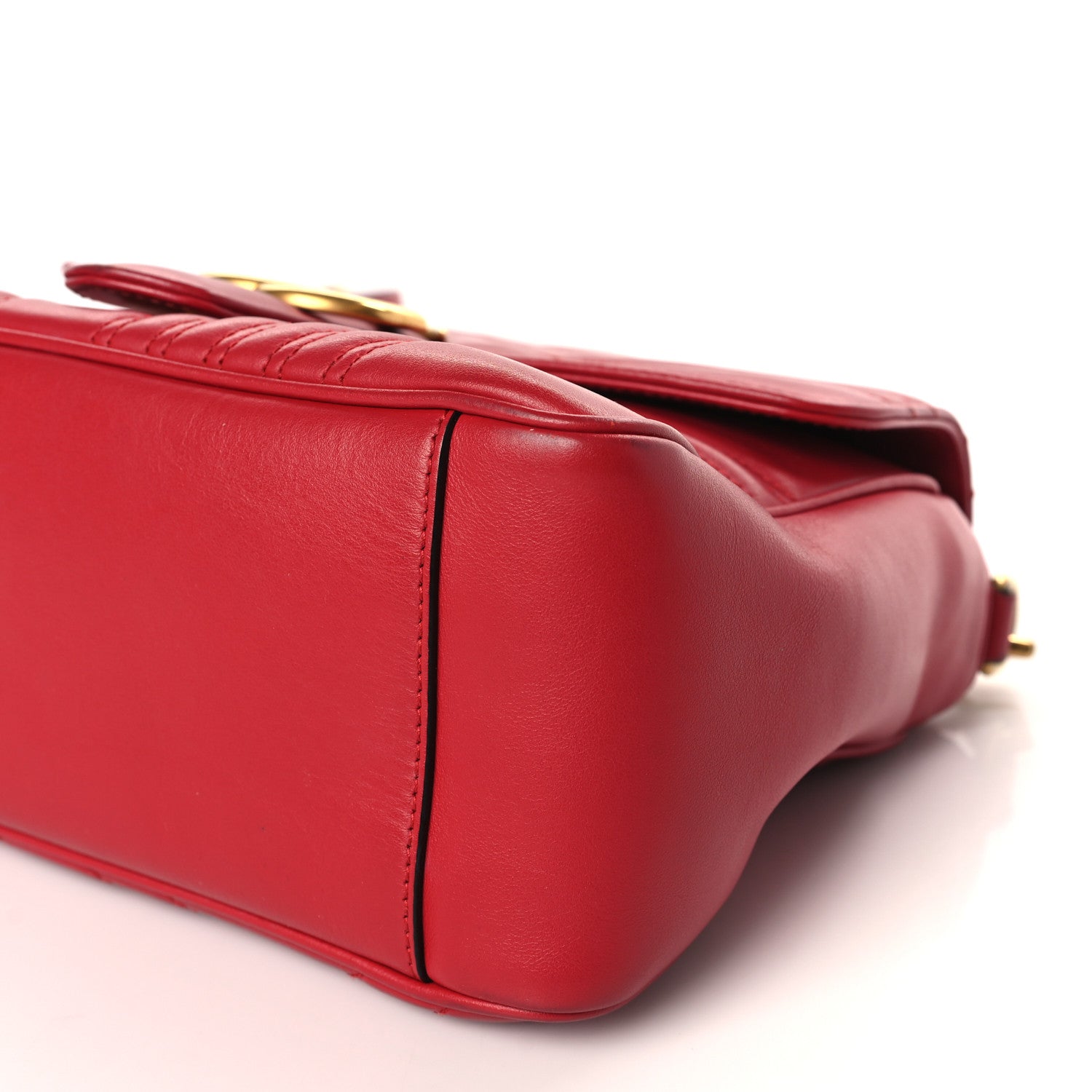 Gucci Calfskin Matelasse Small GG Marmont Top Handle Shoulder Bag Hibiscus Red 10 of 11
