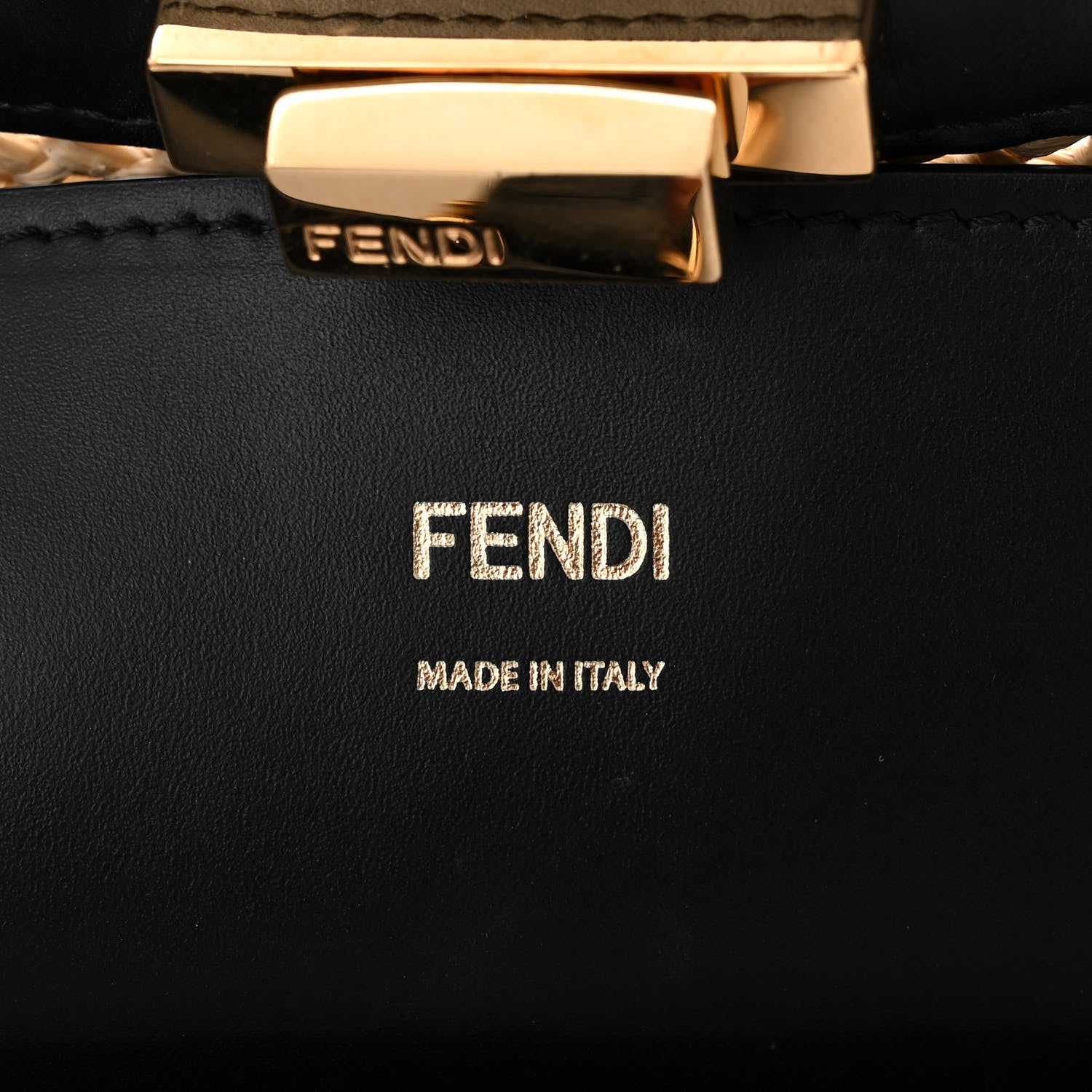 Fendi Raffia Vitello King Macrame Mesh Medium Peekaboo X-Tote Natural Black Cuoio 6 of 11