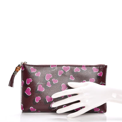 Gucci Calfskin Heartbeat Print Large Pouch New Wine 2 of 8