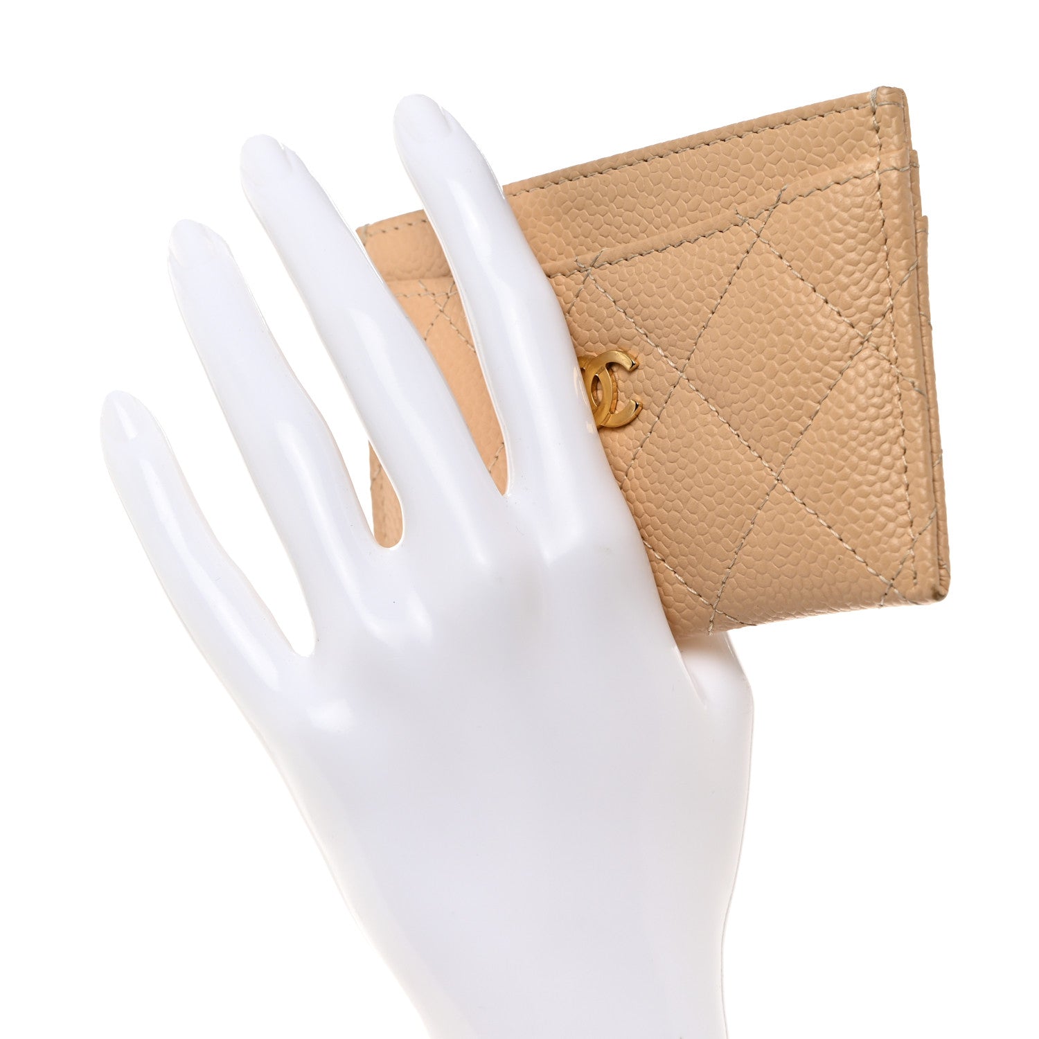 Chanel Caviar Quilted Card Holder Beige 2 of 9