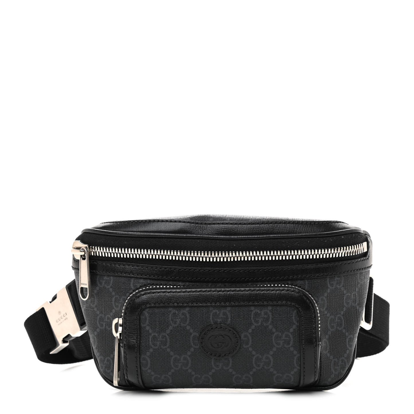 GG Supreme Monogram Textured Calfskin Retro Interlocking G Belt Bag Black