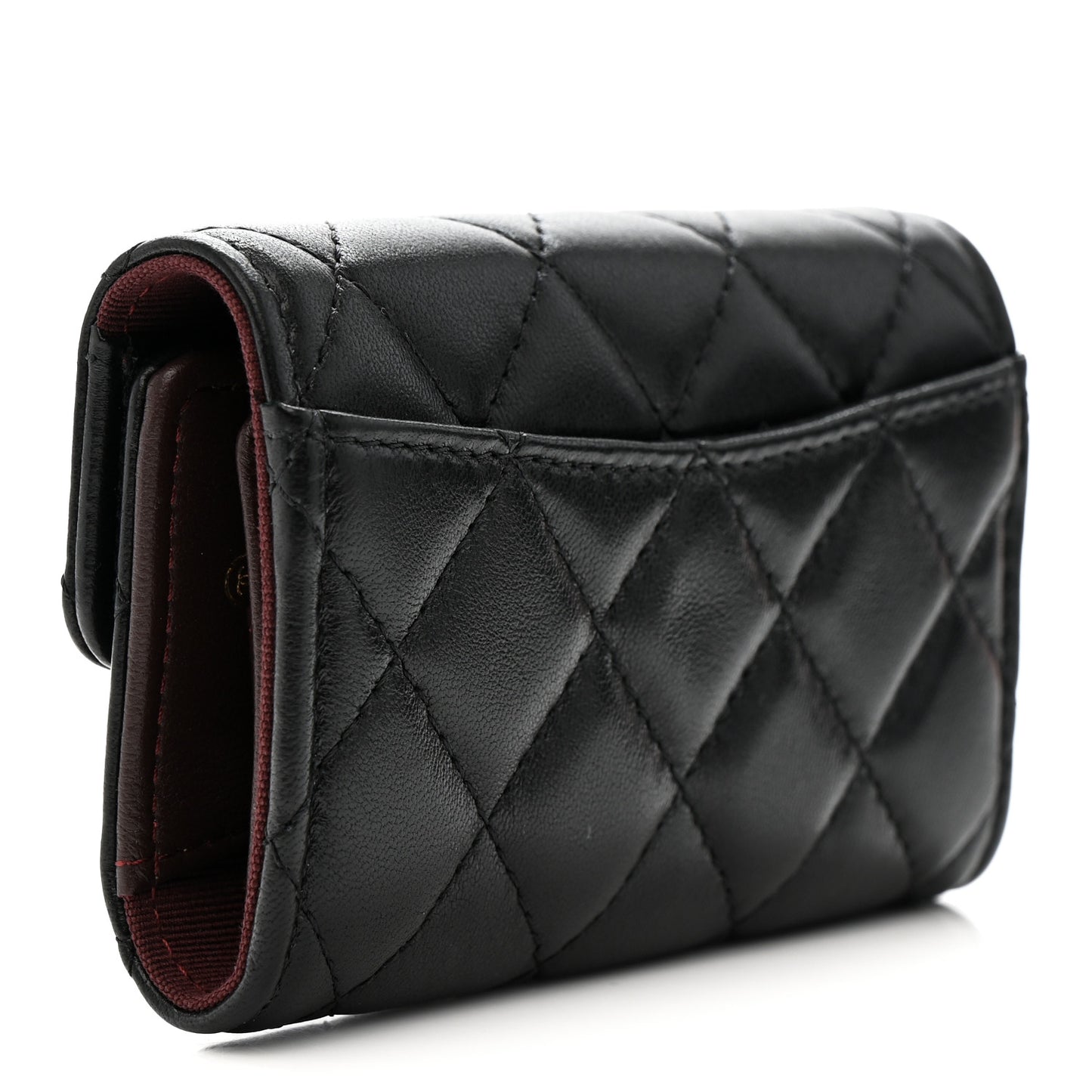 Lambskin Quilted 4 Key Holder Black