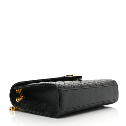 Saint Laurent Grain De Poudre Textured Mixed Matelasse Triquilt Medium Monogram Satchel Black 4 of 8