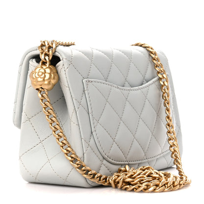 Chanel Lambskin Quilted Mini Sweet Camellia Flap Light Blue 3 of 11