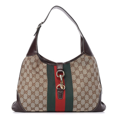 Gucci Monogram Web Jackie O Bouvier Hobo Dark Brown 1 of 15