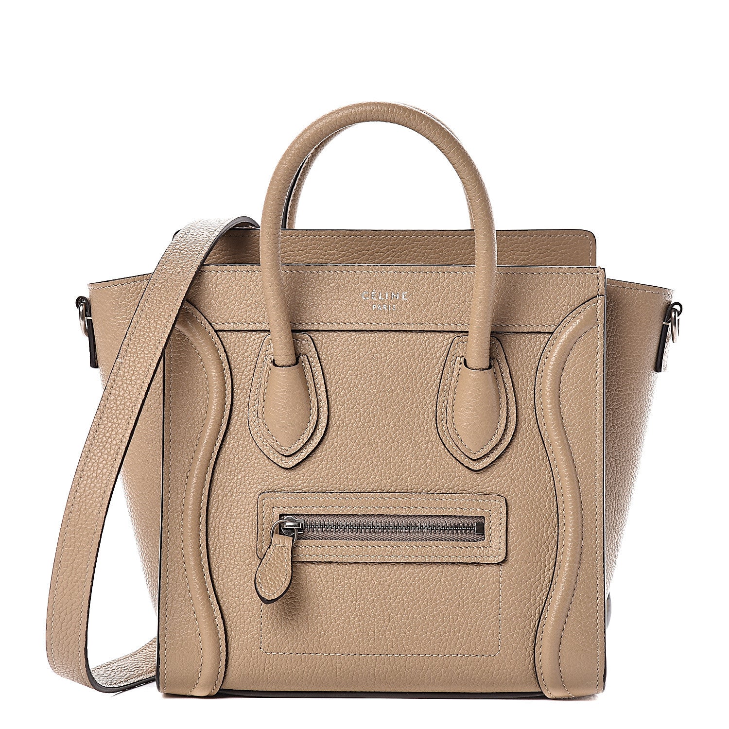 Celine Drummed Calfskin Nano Luggage Dune 1 of 10