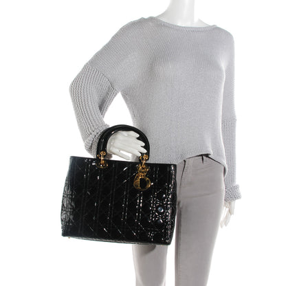 Christian Dior Patent Cannage Large Lady Dior Black 2 of 7