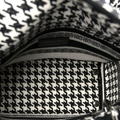 Christian Dior Canvas Houndstooth Embroidered Medium Lady D-Lite Black White 5 of 10