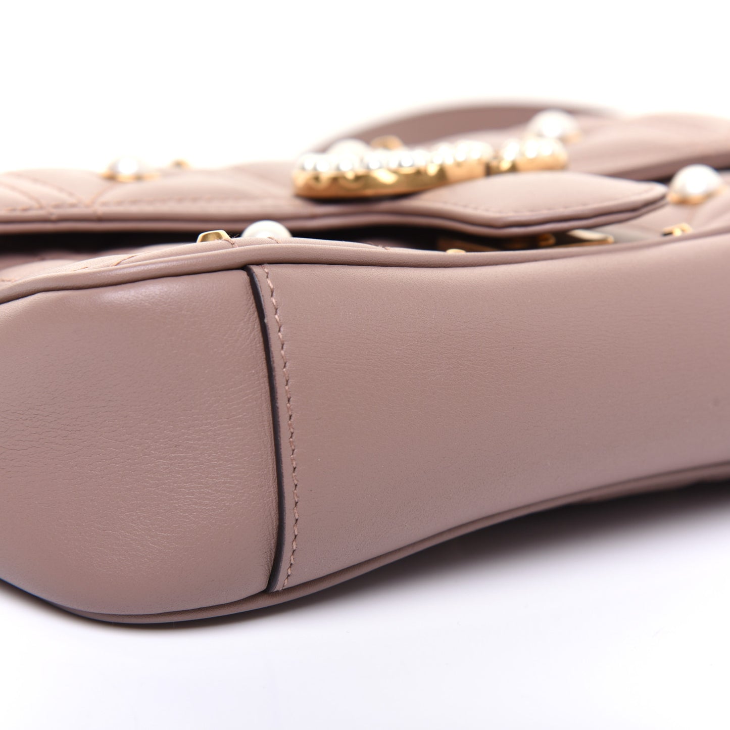 Calfskin Matelasse Studded Mini Pearly GG Marmont Shoulder Bag Porcelain Rose