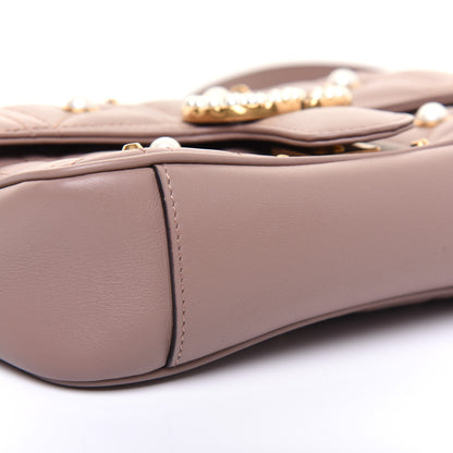 Gucci Calfskin Matelasse Studded Mini Pearly GG Marmont Shoulder Bag Porcelain Rose 6 of 14