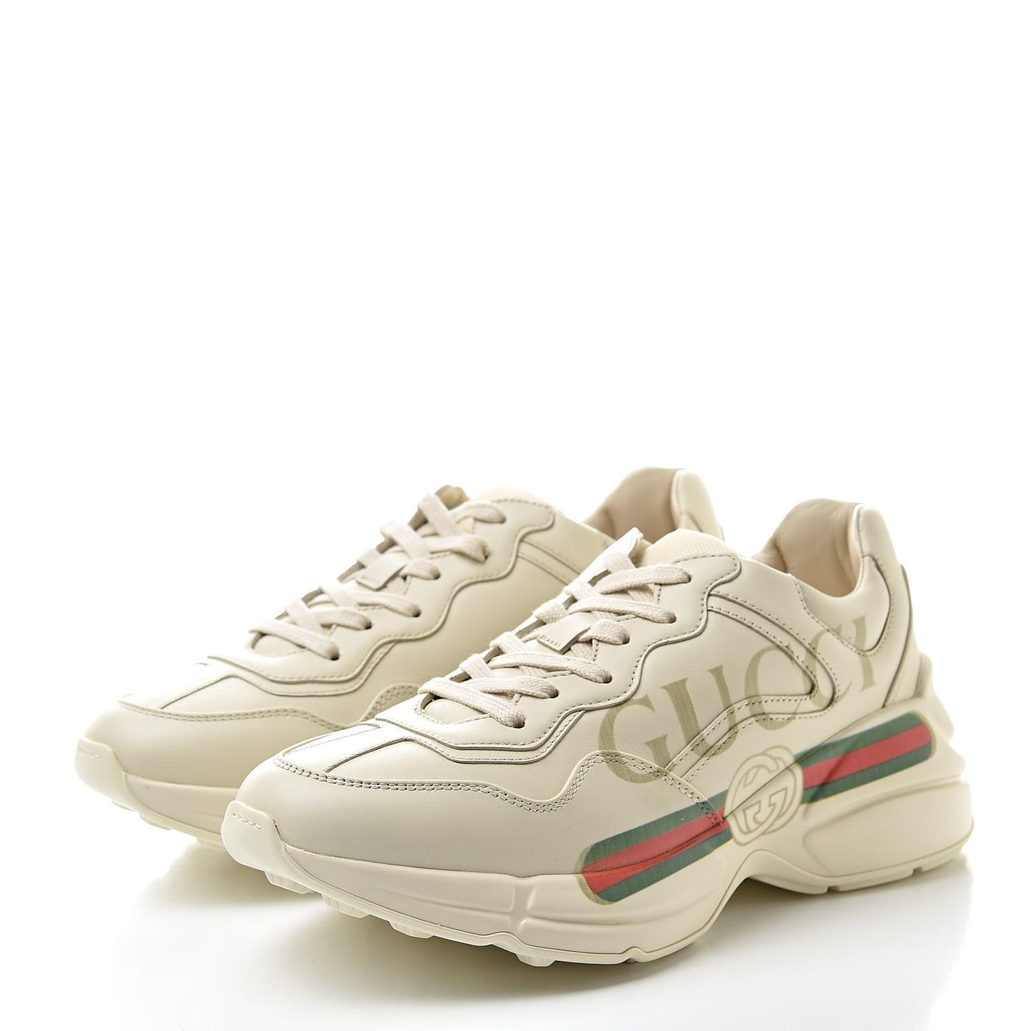 Calfskin Logo Womens Rhyton Sneakers 37.5 Ivory