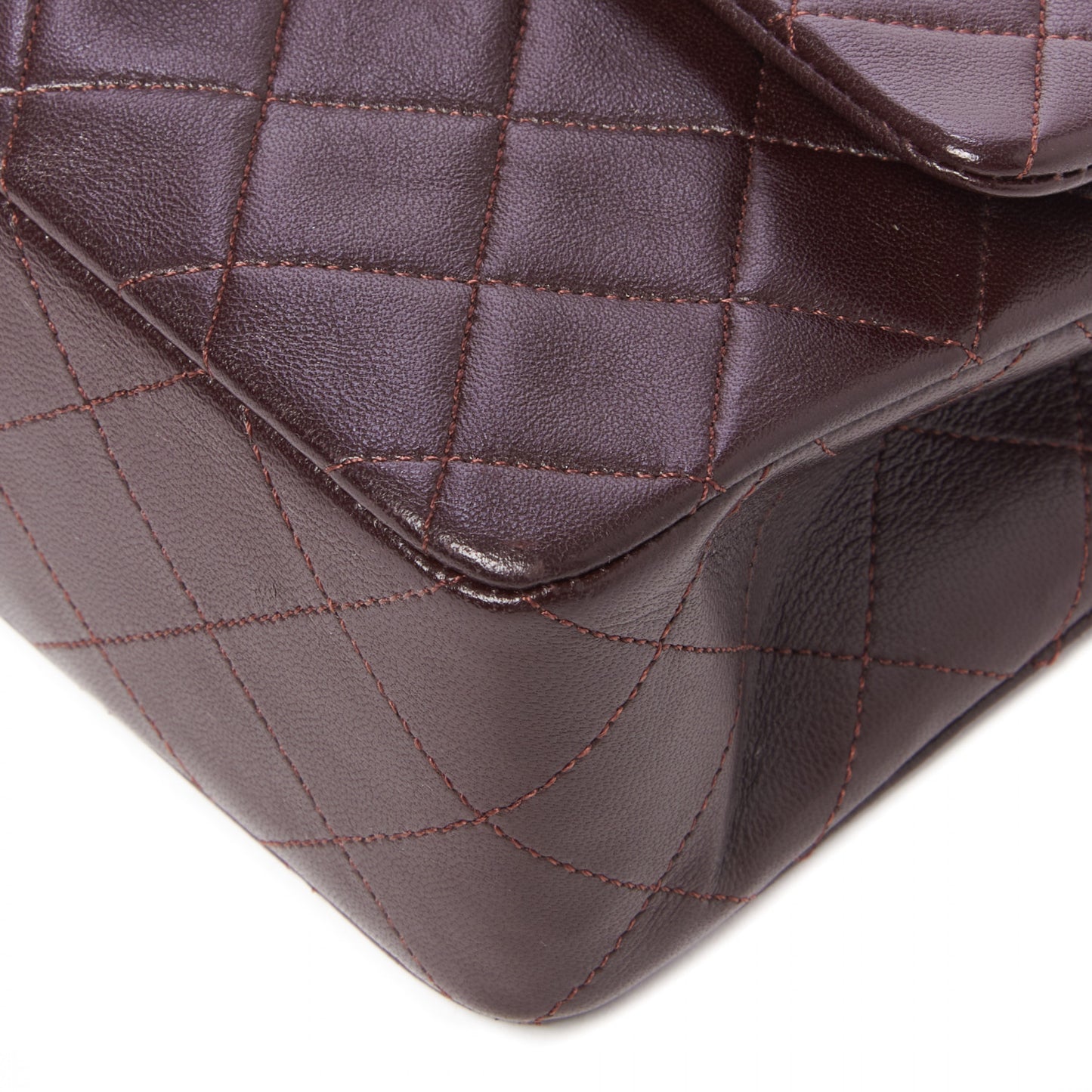 Lambskin Quilted Small Double Flap Burgundy
