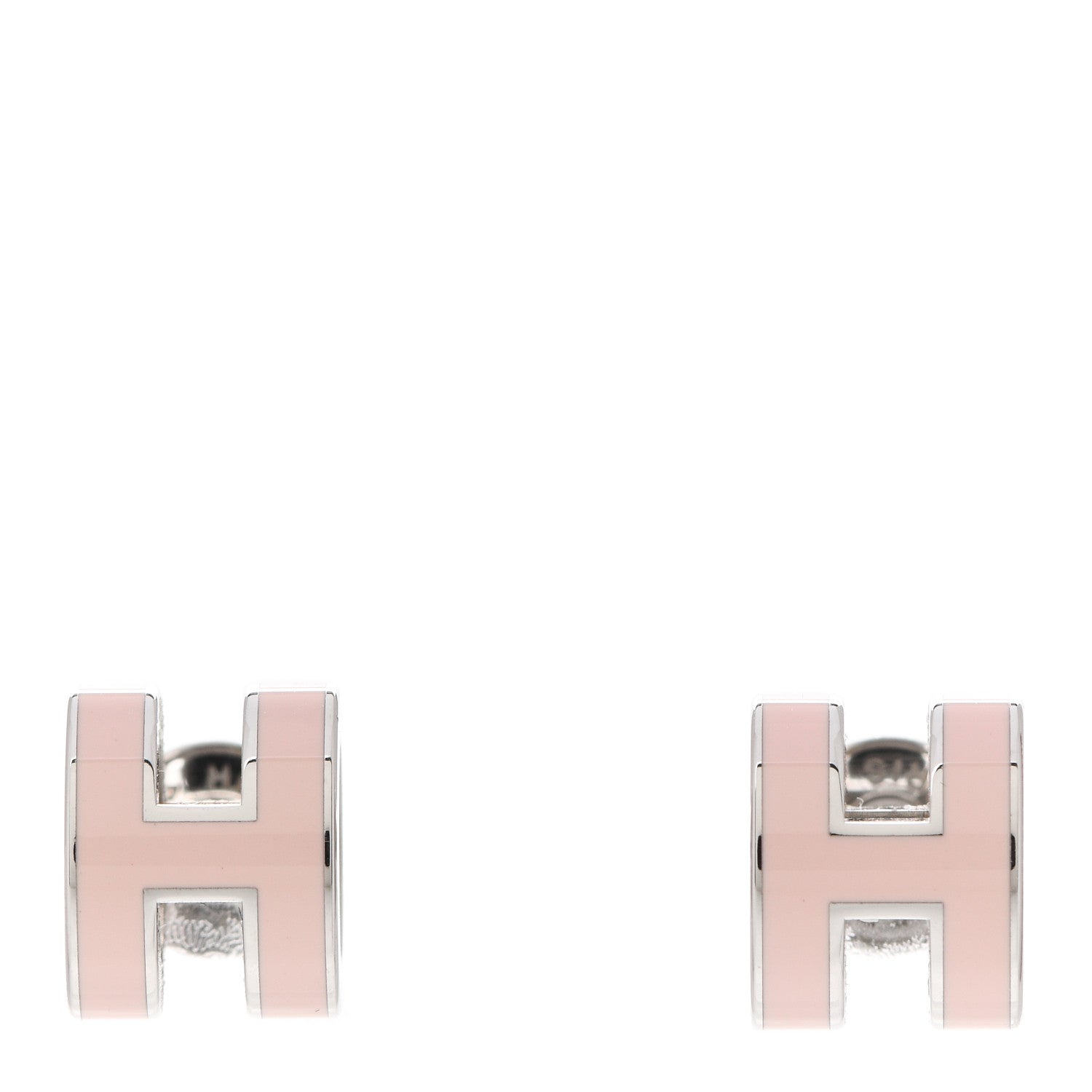 Hermes Palladium Lacquered Mini Pop H Earrings Rose Dragee 1 of 6