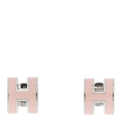 Hermes Palladium Lacquered Mini Pop H Earrings Rose Dragee 1 of 6