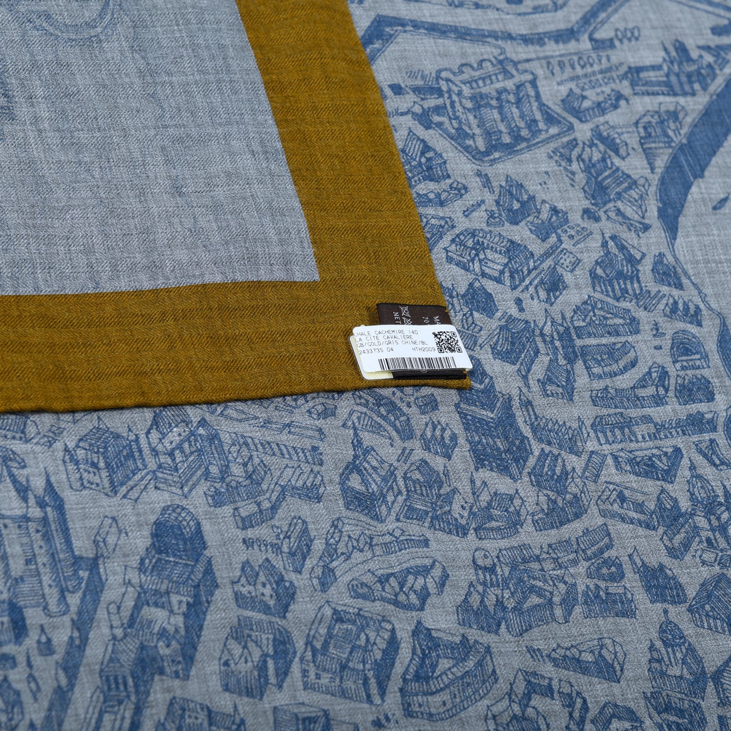 Cashmere Silk La Cite Cavaliere Shawl 140 Gold Gris Chine