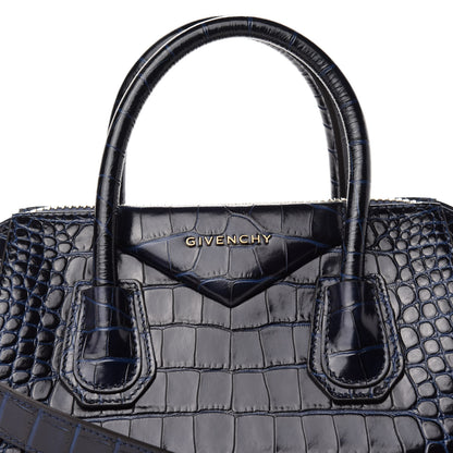 Givenchy Calfskin Crocodile Embossed Small Antigona Navy 11 of 11