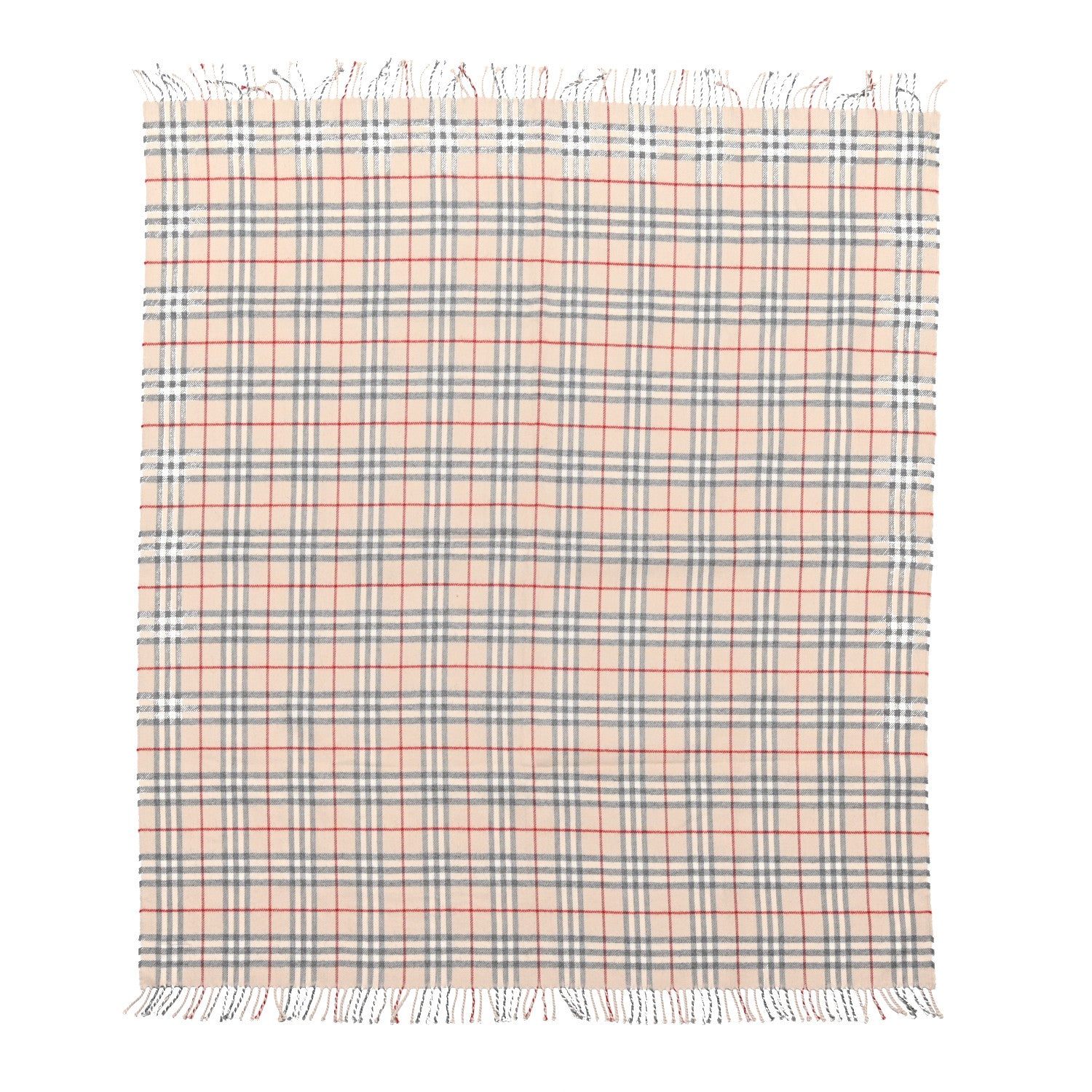 Burberry Cashmere Vintage Check Fringe Scarf Beige 1 of 5