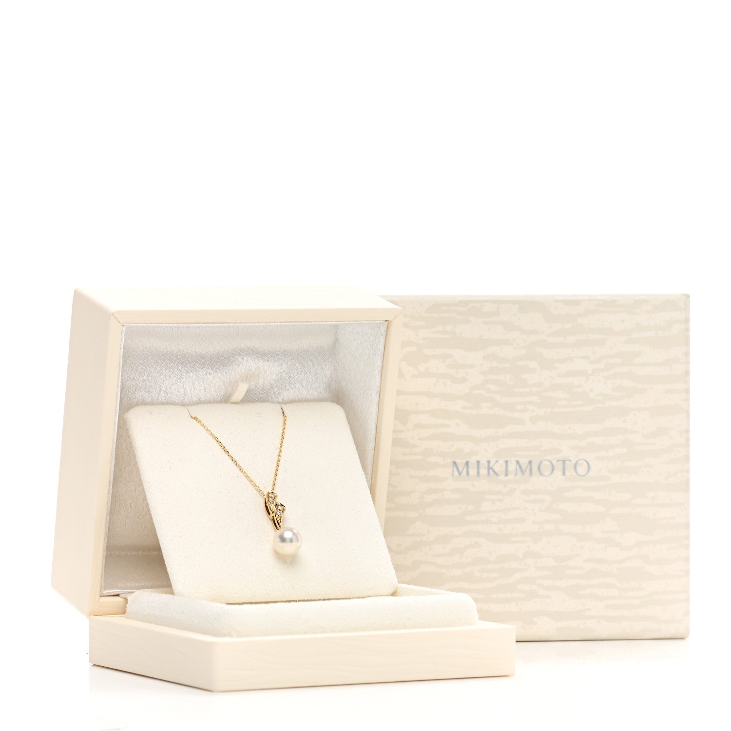 Mikimoto 18K Yellow Gold Diamond Akoya Pearl 7.5mm Drop Pendant Necklace 5 of 5