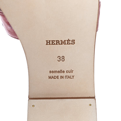 Hermes Ostrich Oran Sandals 38 Rouge Blush 7 of 11