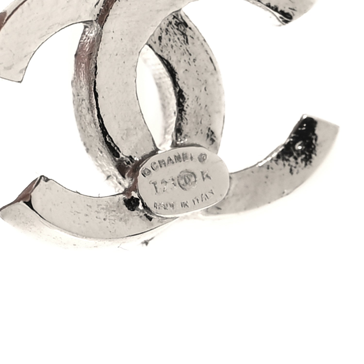 Chanel Crystal CC Heart Drop Earrings Silver 4 of 5