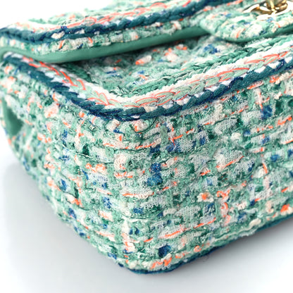 Chanel Tweed Quilted Mini Flap Green White Orange 8 of 11