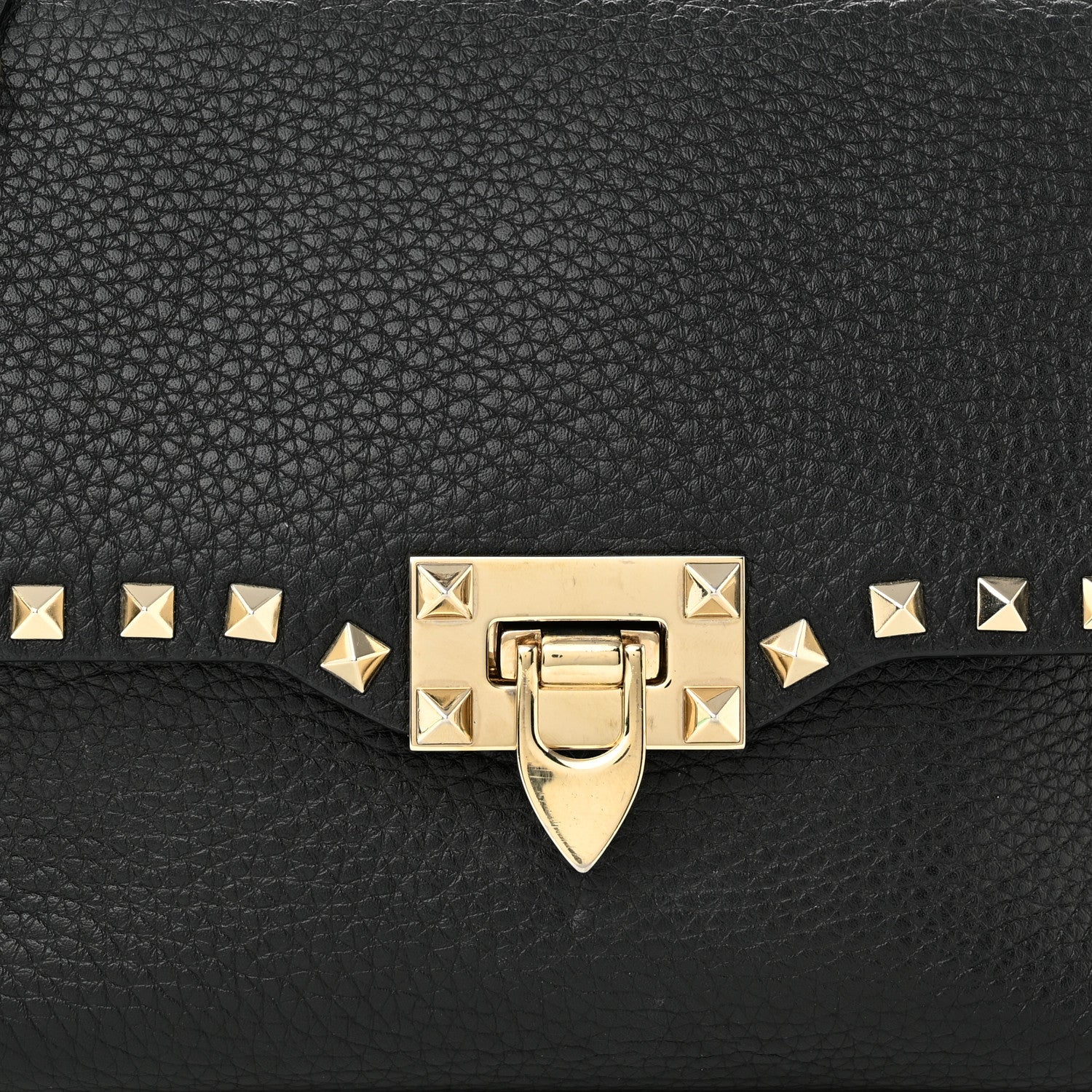 Valentino Garavani Pebbled Calfskin Medium Rockstud Top Handle Shoulder Bag Black 12 of 13