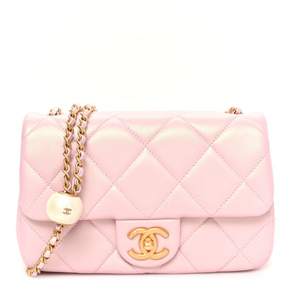 Chanel Pearly Lambskin Pearl Quilted Small Flap Pink 1 of 11