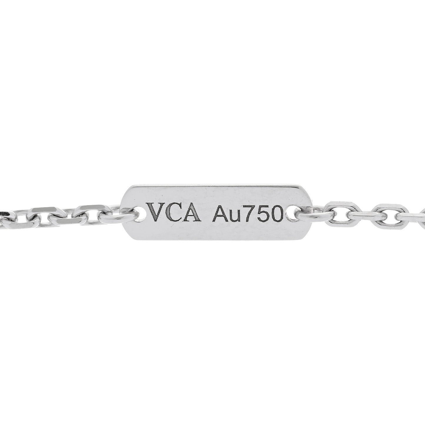 18K White Gold Chalcedony Vintage Alhambra Pendant Necklace