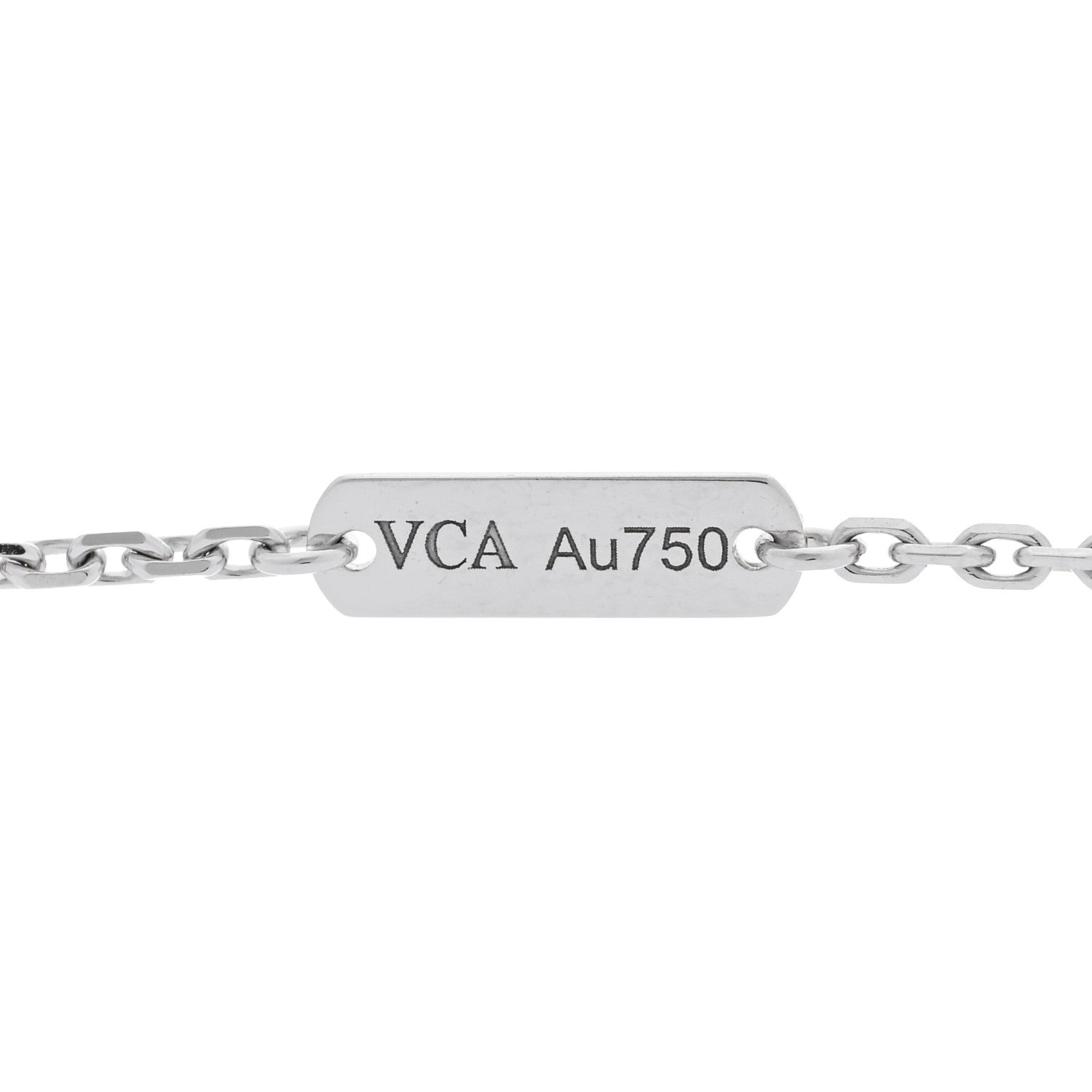 Van Cleef & Arpels 18K White Gold Chalcedony Vintage Alhambra Pendant Necklace 4 of 4