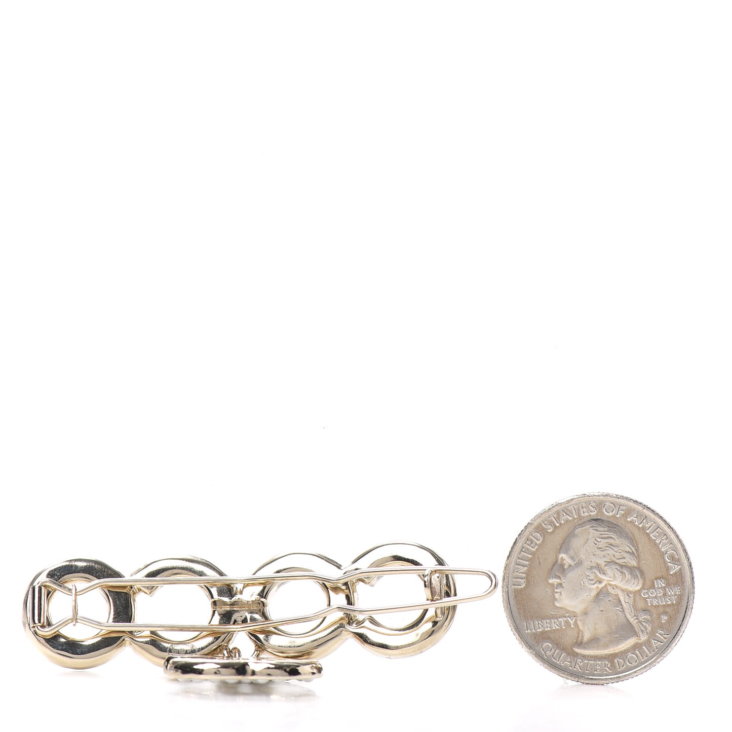 Pearl Coco CC Hair Clip Barrette Gold