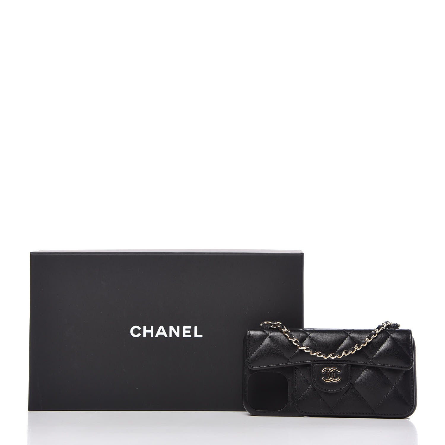 Chanel Lambskin Quilted iPhone XII Pro Holder With Chain Black 7 of 7