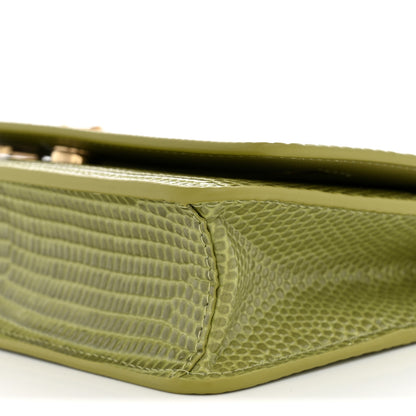 Chanel Lizard Embossed Wallet on Chain WOC Light Green 9 of 10