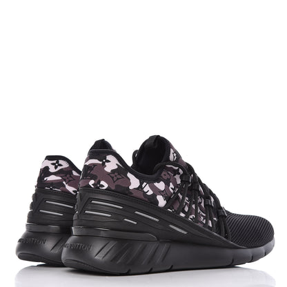 Louis Vuitton Neoprene Mesh Rubber Monogram Camo Fastlane Low Sneakers 10 Black 4 of 7