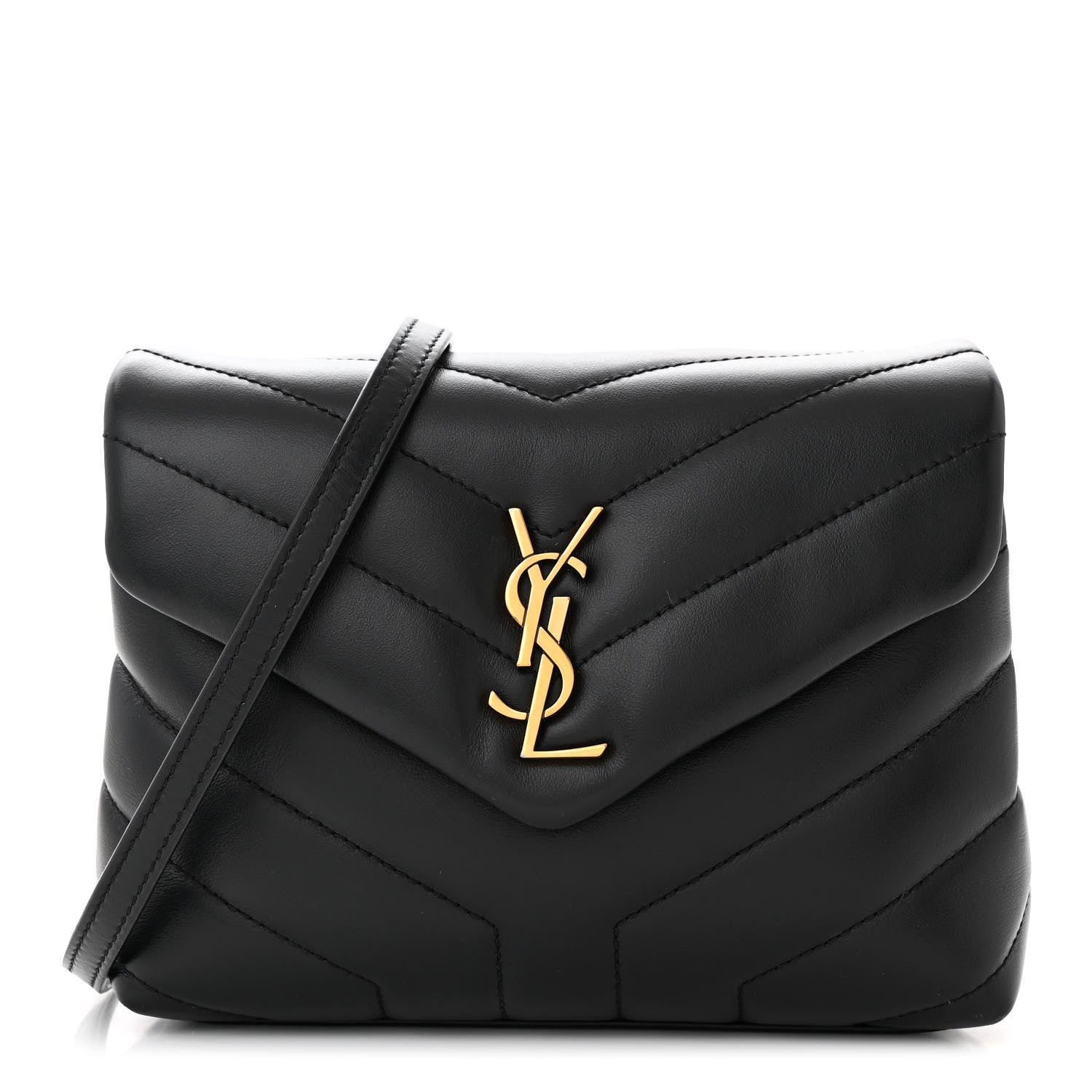 Saint Laurent Calfskin Y Quilted Monogram Toy Loulou Crossbody Bag Black 1 of 10