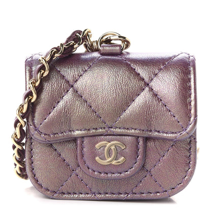 Chanel Iridescent Lambskin Quilted Airpods Pro Case Purple 1 of 10