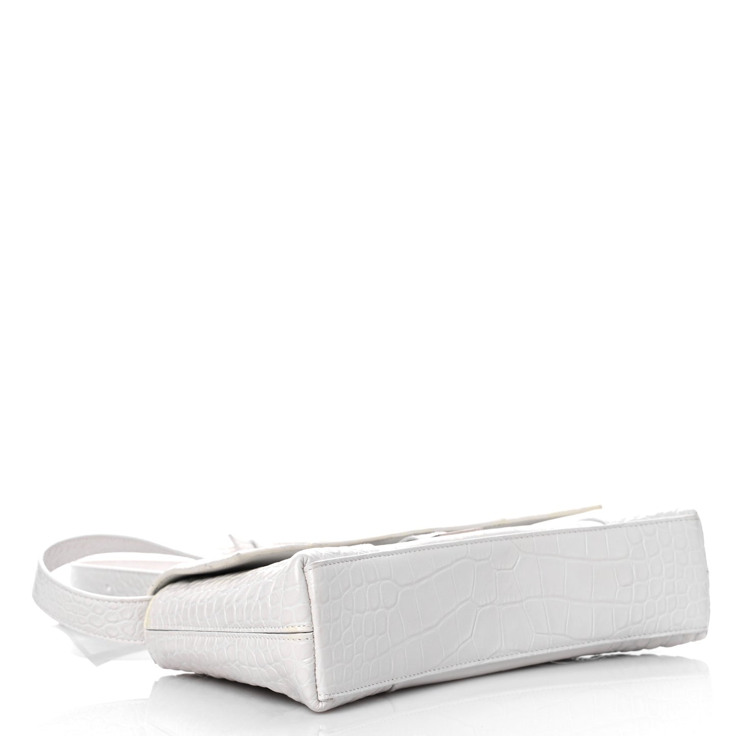 Extra Supple Calfskin Crocodile Embossed XS Downtown Shoulder Bag White