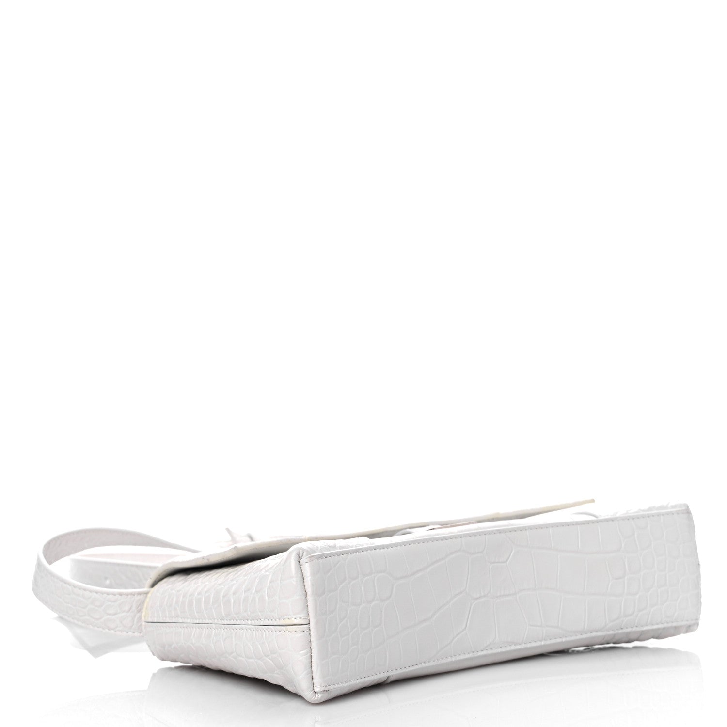 Balenciaga Extra Supple Calfskin Crocodile Embossed XS Downtown Shoulder Bag White 4 of 21