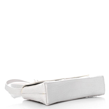 Balenciaga Extra Supple Calfskin Crocodile Embossed XS Downtown Shoulder Bag White 4 of 21