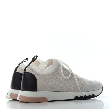 Hermes Technical Canvas Goatskin Womens Addict Sneakers 36 Multicolor Rose Dore 3 of 4