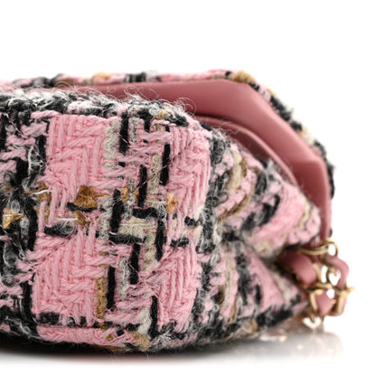 Chanel Tweed Houndstooth Quilted Medium Flap Pink Black Beige Ecru 10 of 12