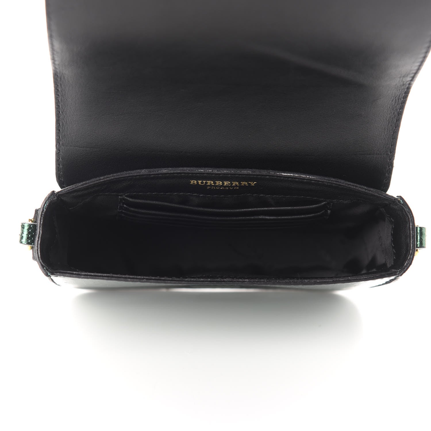 Burberry Metallic Snakeskin Mini Berkeley Crossbody Dark Green 5 of 10