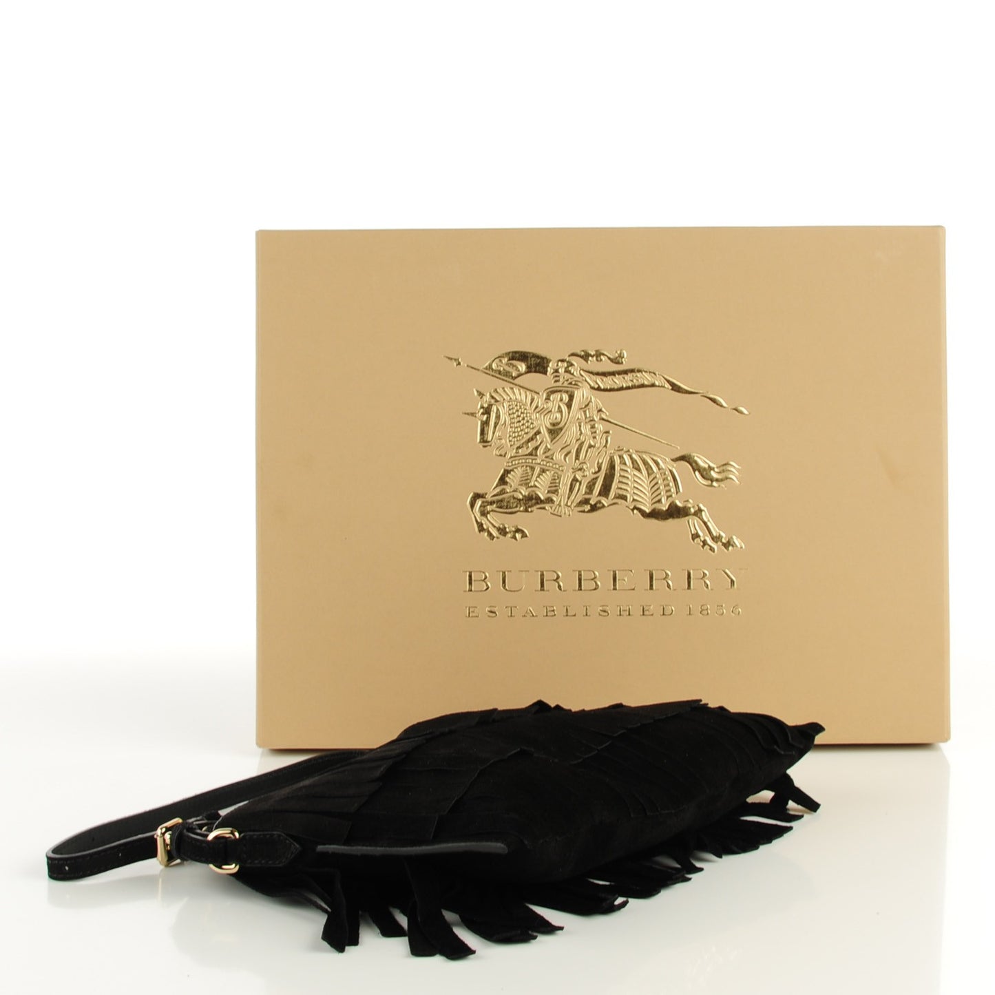 Suede Fringe Peyton Crossbody Clutch Bag Black